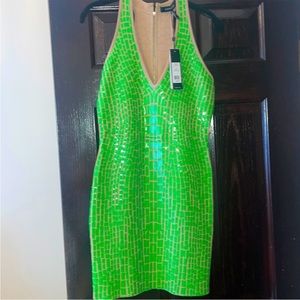 BcbgMaxAzaria green and nude mini dress 💚